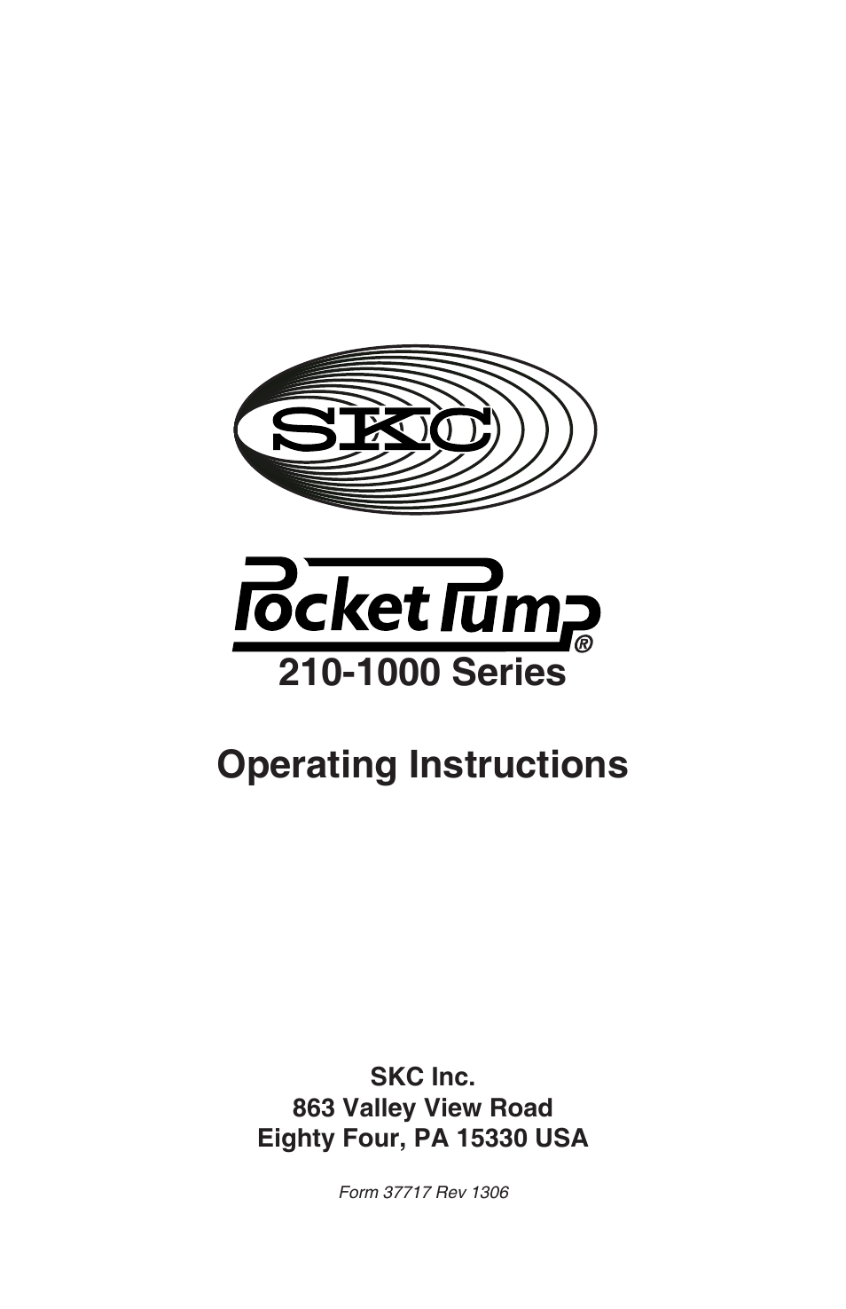 SKC 210-1000 Pocket Pump User Manual | 31 pages