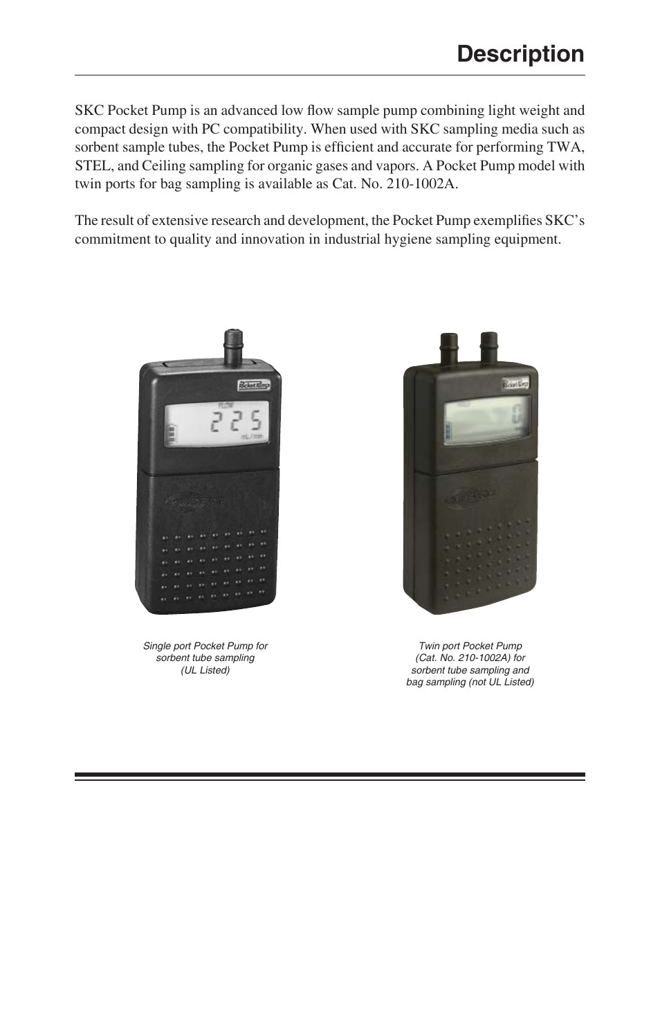 Description | SKC 210-1000 Pocket Pump User Manual | Page 3 / 31