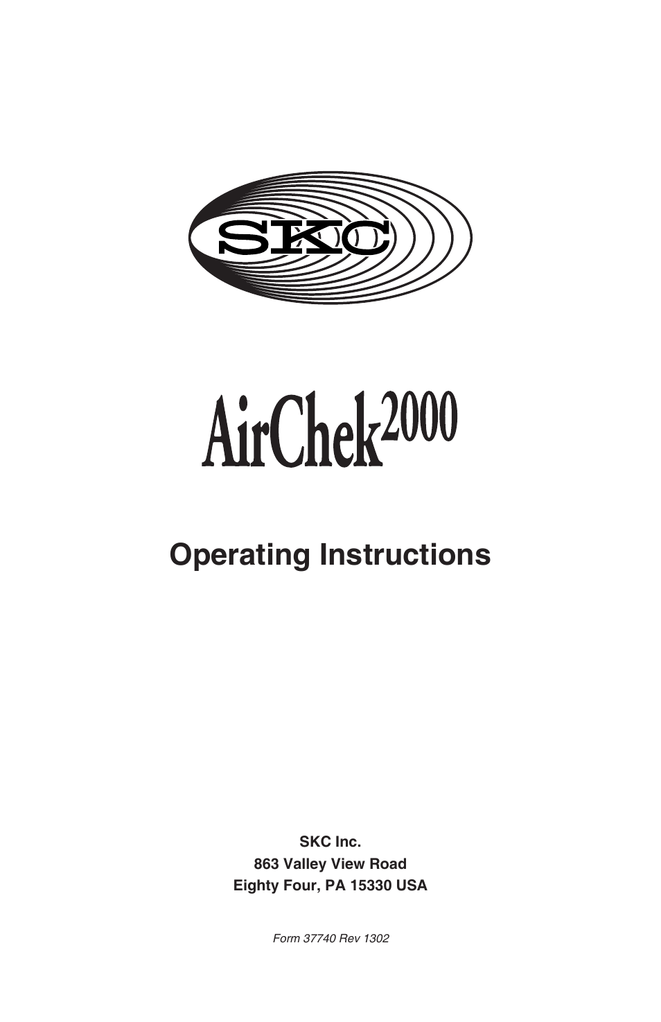 SKC 210-2000 AirChek 2000 User Manual | 36 pages