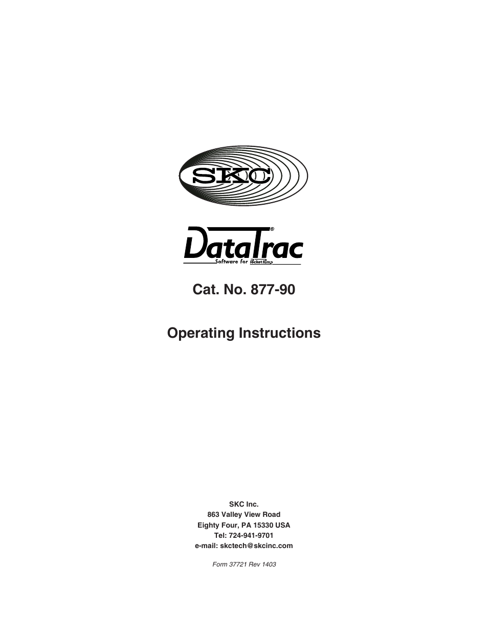 SKC DataTrac for the Pocket Pump User Manual | 33 pages