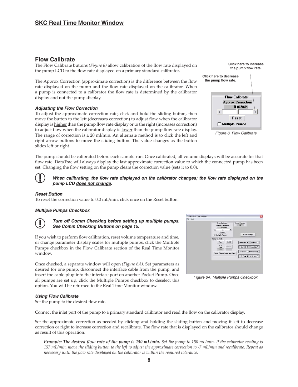 Skc real time monitor window flow calibrate | SKC DataTrac for the Pocket Pump User Manual | Page 10 / 33