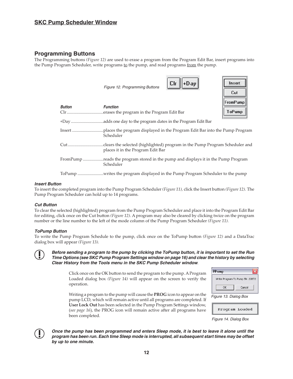 Skc pump scheduler window programming buttons | SKC DataTrac for the Pocket Pump User Manual | Page 14 / 33