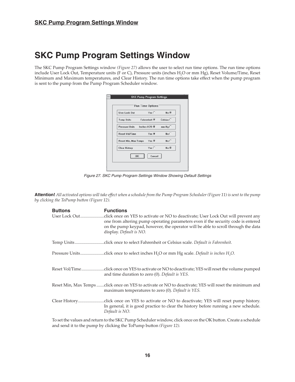 Skc pump program settings window | SKC DataTrac for the Pocket Pump User Manual | Page 18 / 33