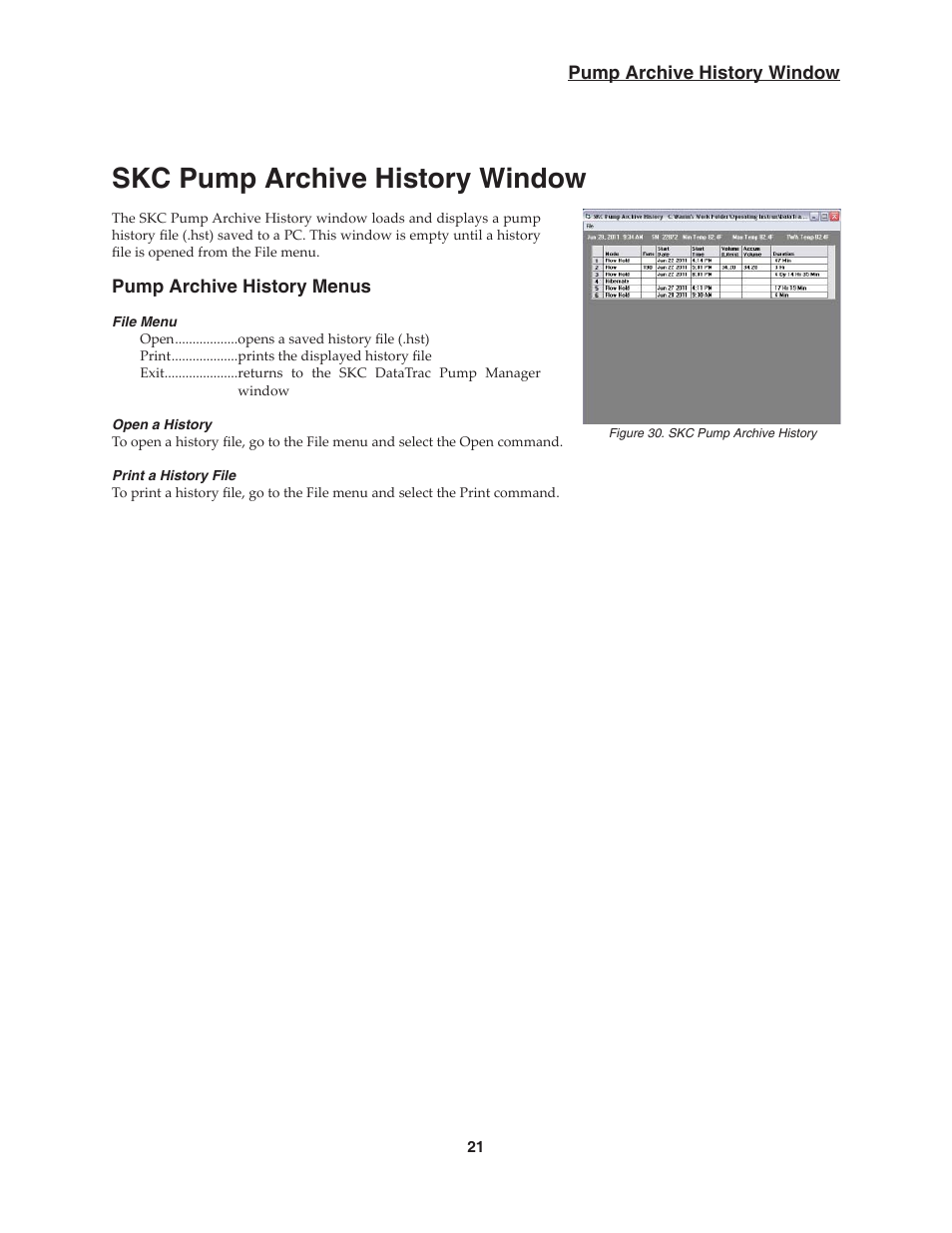 Skc pump archive history window | SKC DataTrac for the Pocket Pump User Manual | Page 23 / 33