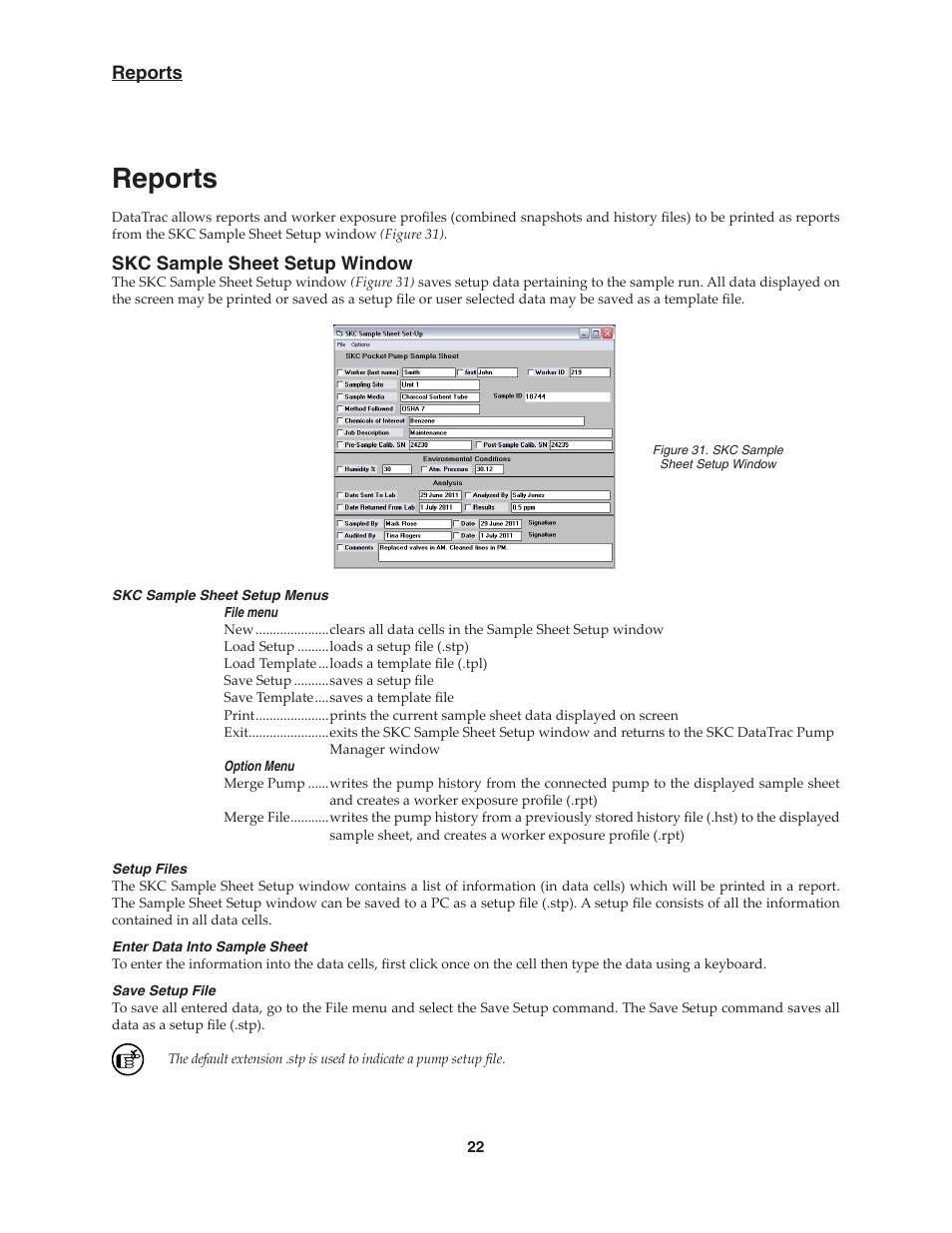 Reports | SKC DataTrac for the Pocket Pump User Manual | Page 24 / 33