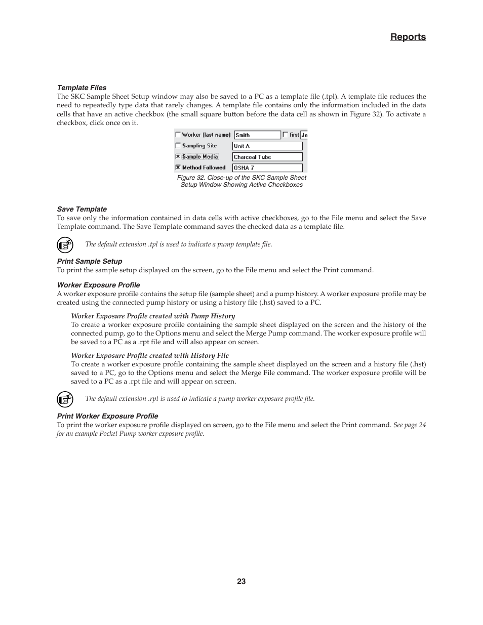 Reports | SKC DataTrac for the Pocket Pump User Manual | Page 25 / 33