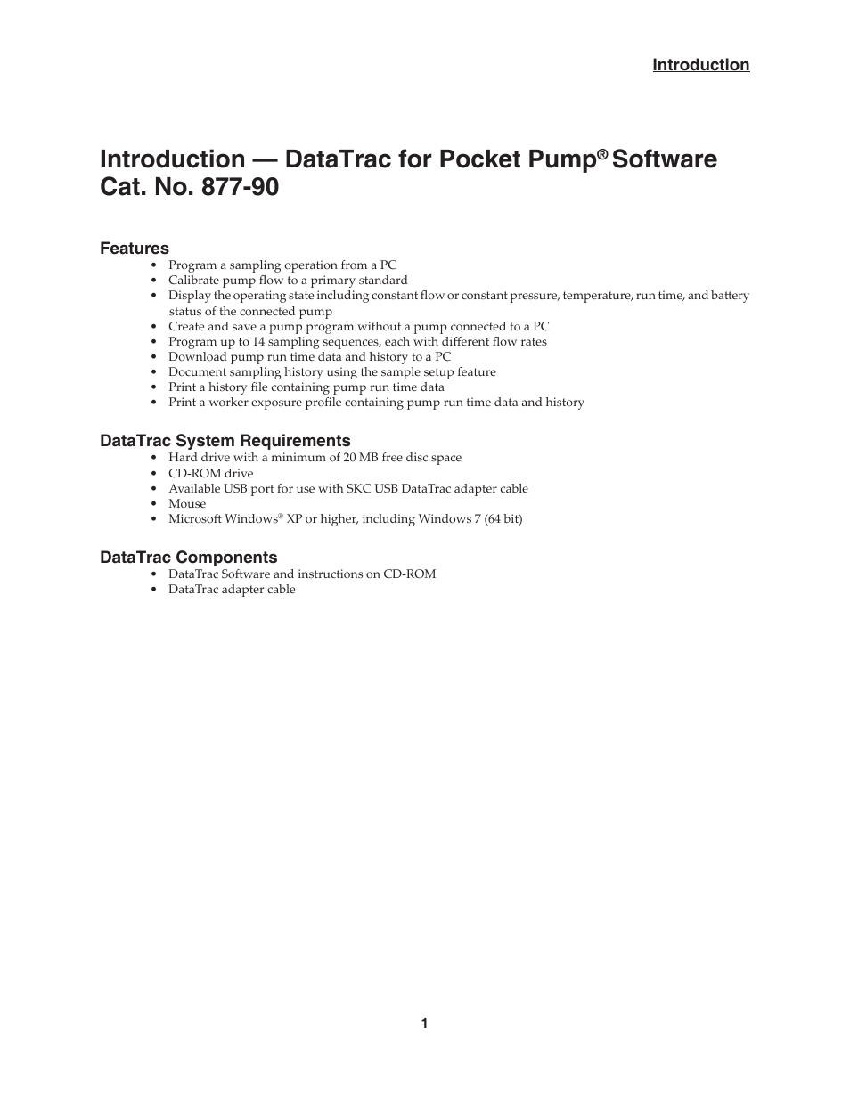 Introduction — datatrac for pocket pump | SKC DataTrac for the Pocket Pump User Manual | Page 3 / 33