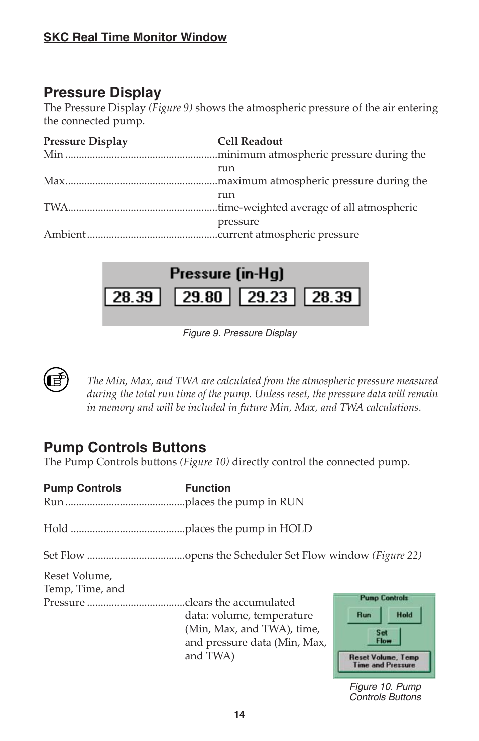 Pressure display, Pump controls buttons | SKC DatraTrac 2000 for the AirChek 2000_3000 User Manual | Page 16 / 47