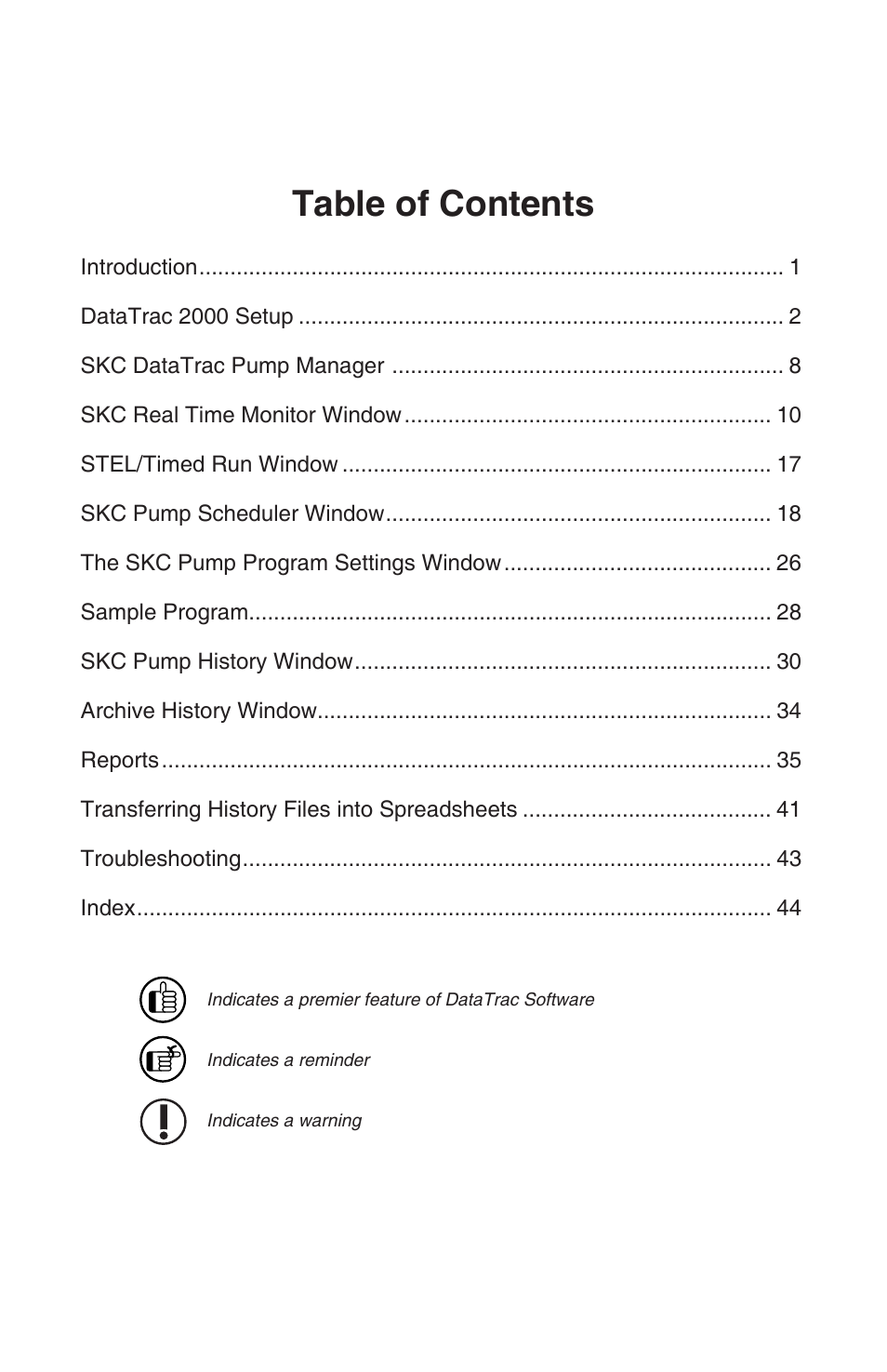 SKC DatraTrac 2000 for the AirChek 2000_3000 User Manual | Page 2 / 47
