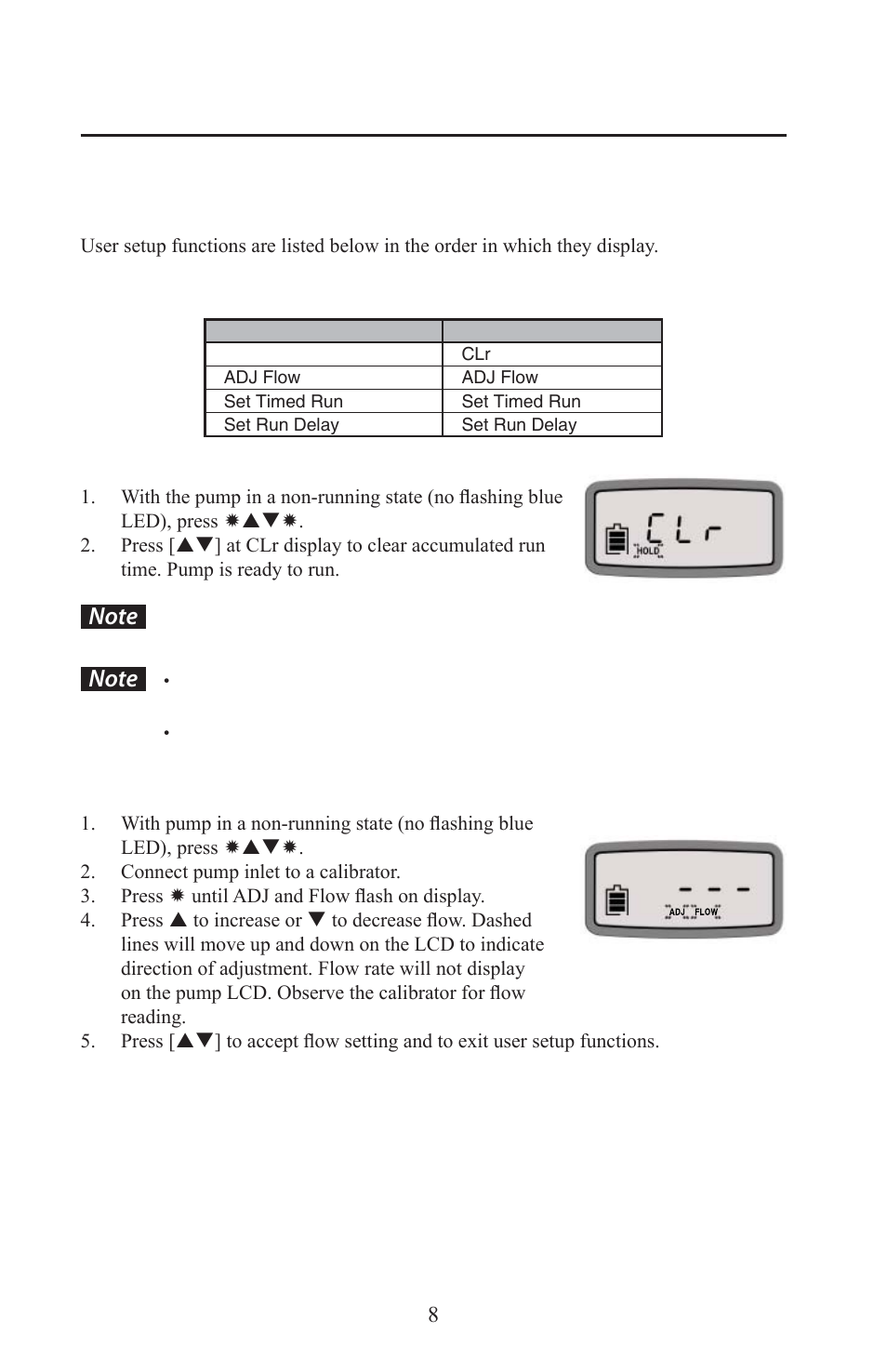 Setup, User setup functions | SKC 210-5000 AirChek XR5000 User Manual | Page 11 / 22