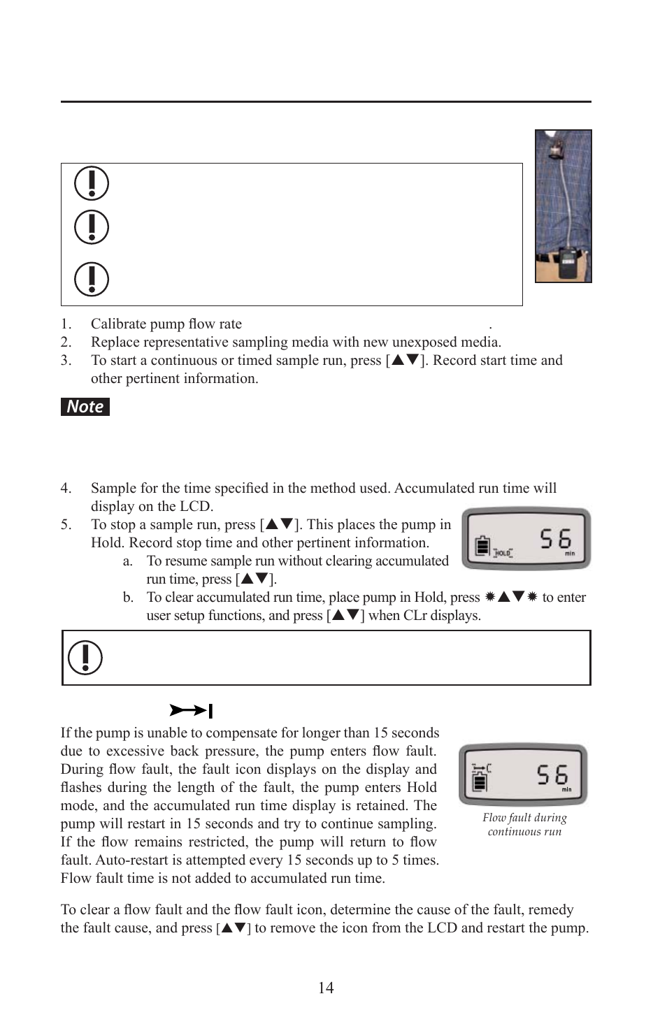 Sampling, Flow fault | SKC 210-5000 AirChek XR5000 User Manual | Page 17 / 22