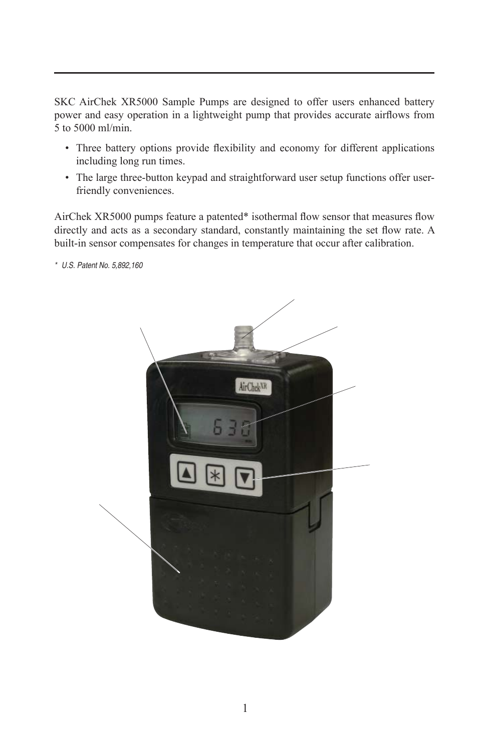 Description | SKC 210-5000 AirChek XR5000 User Manual | Page 4 / 22