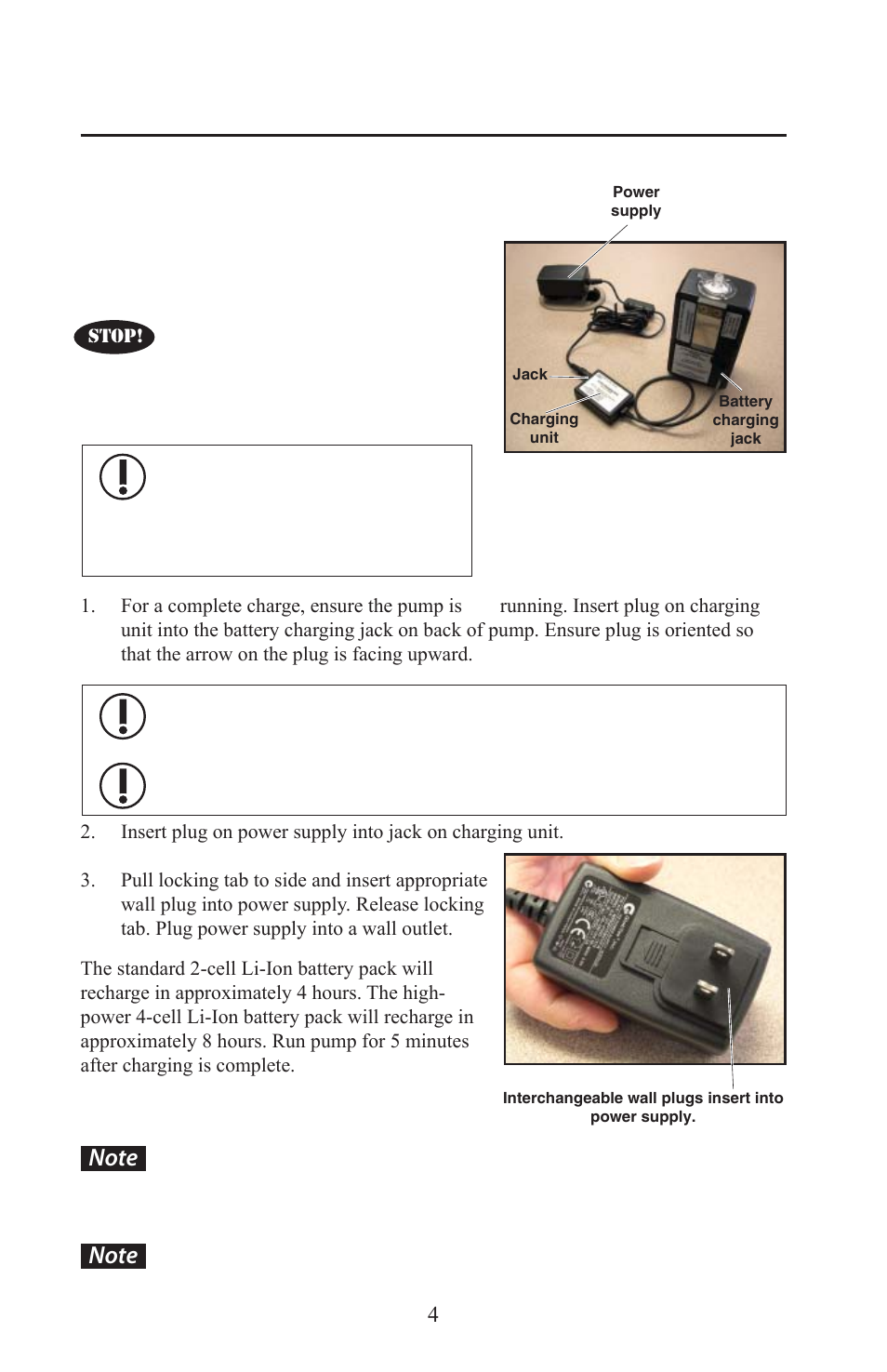 Setup, Charging the lithium-ion battery pack | SKC 210-5000 AirChek XR5000 User Manual | Page 7 / 22