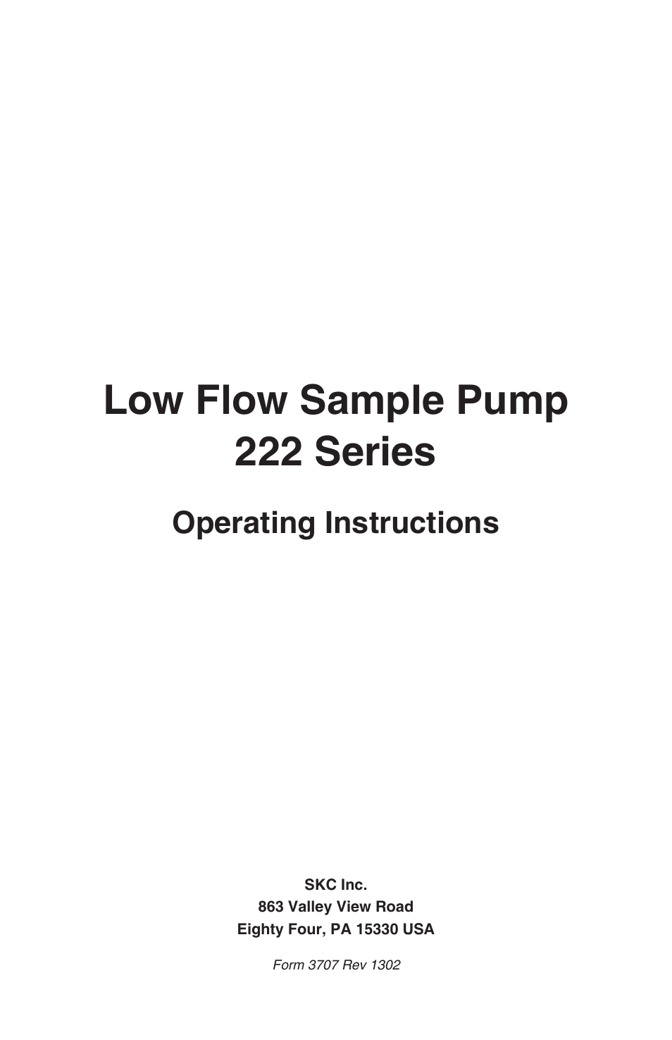 SKC 222-Series Low Flow Pump User Manual | 11 pages