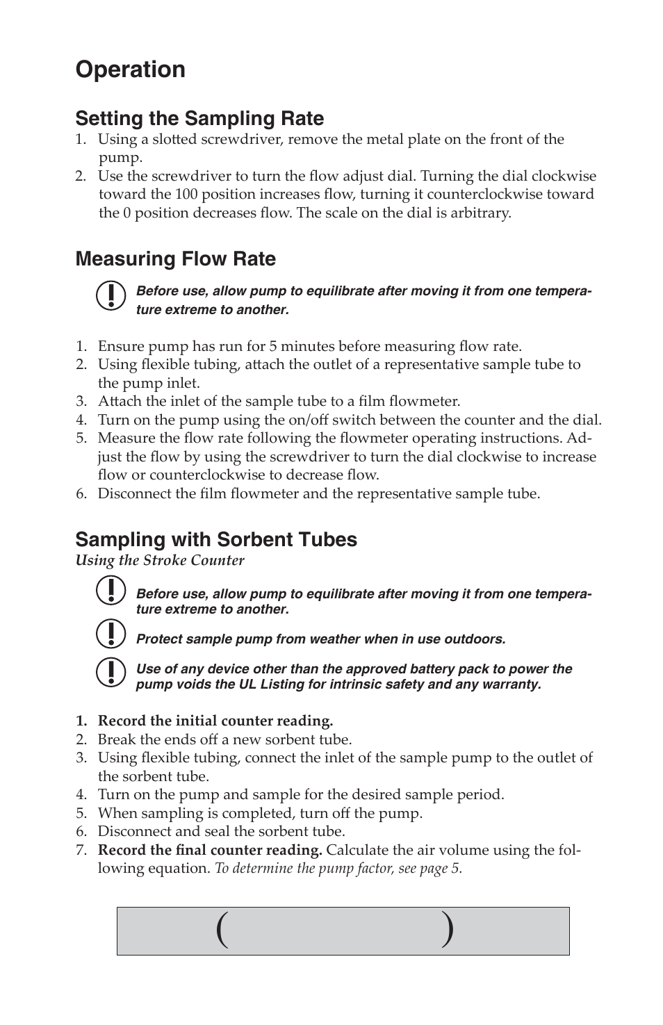 Operation, Setting the sampling rate, Measuring flow rate | Sampling with sorbent tubes | SKC 222-Series Low Flow Pump User Manual | Page 6 / 11