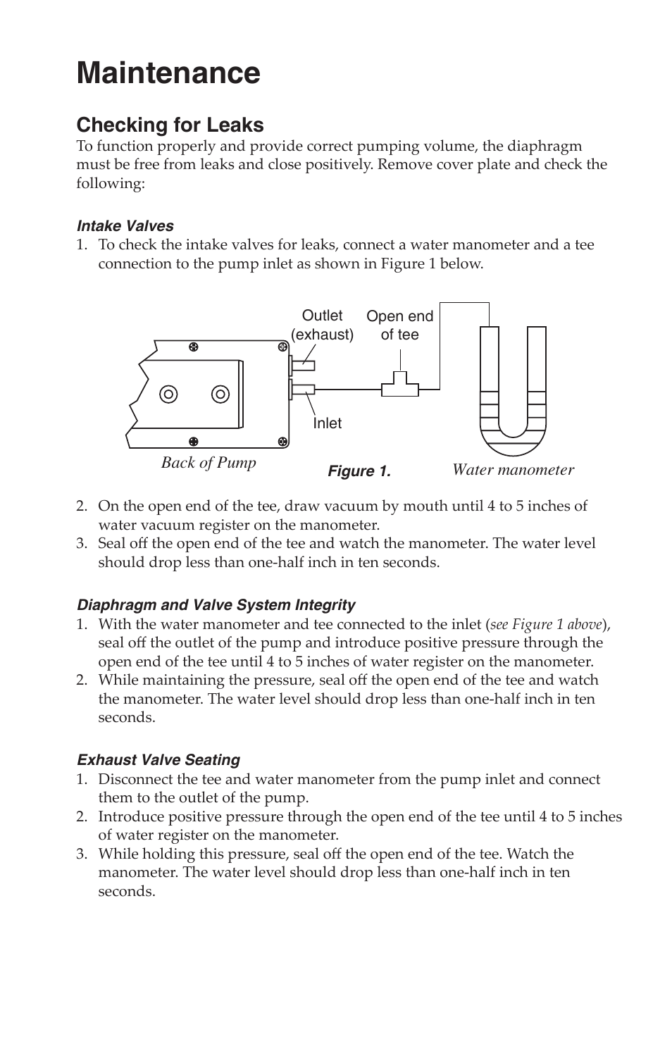 Maintenance, Checking for leaks | SKC 222-Series Low Flow Pump User Manual | Page 8 / 11