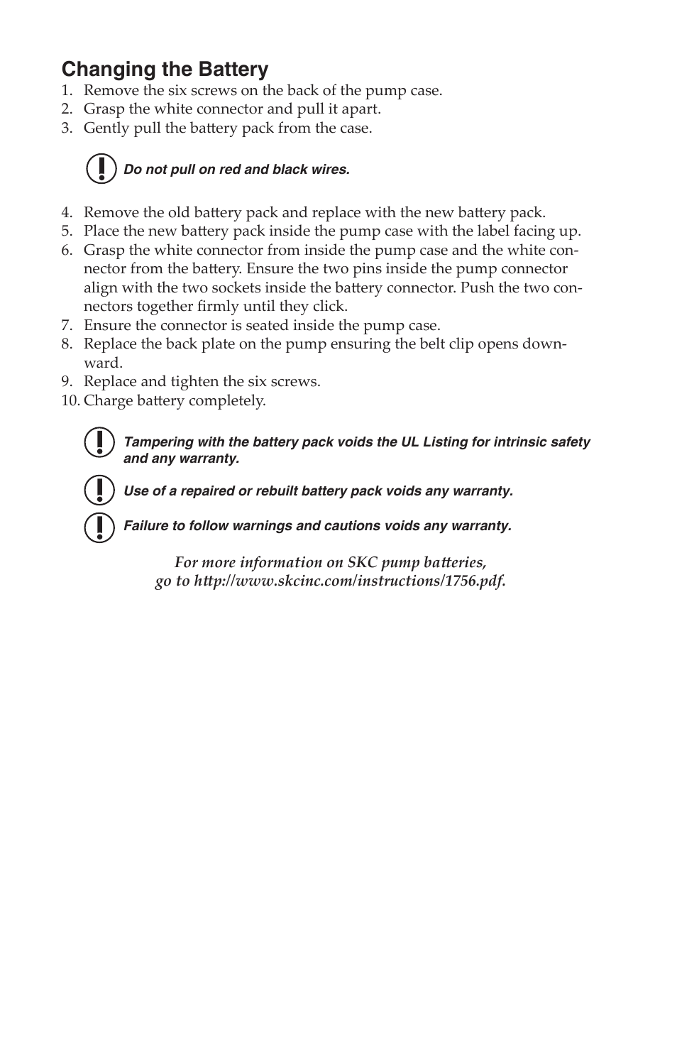 Changing the battery | SKC 222-Series Low Flow Pump User Manual | Page 9 / 11