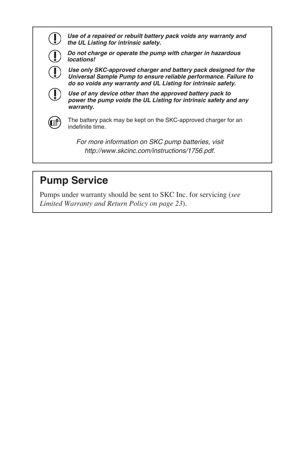 Pump service | SKC 224-44XR Universal Pump User Manual | Page 19 / 25