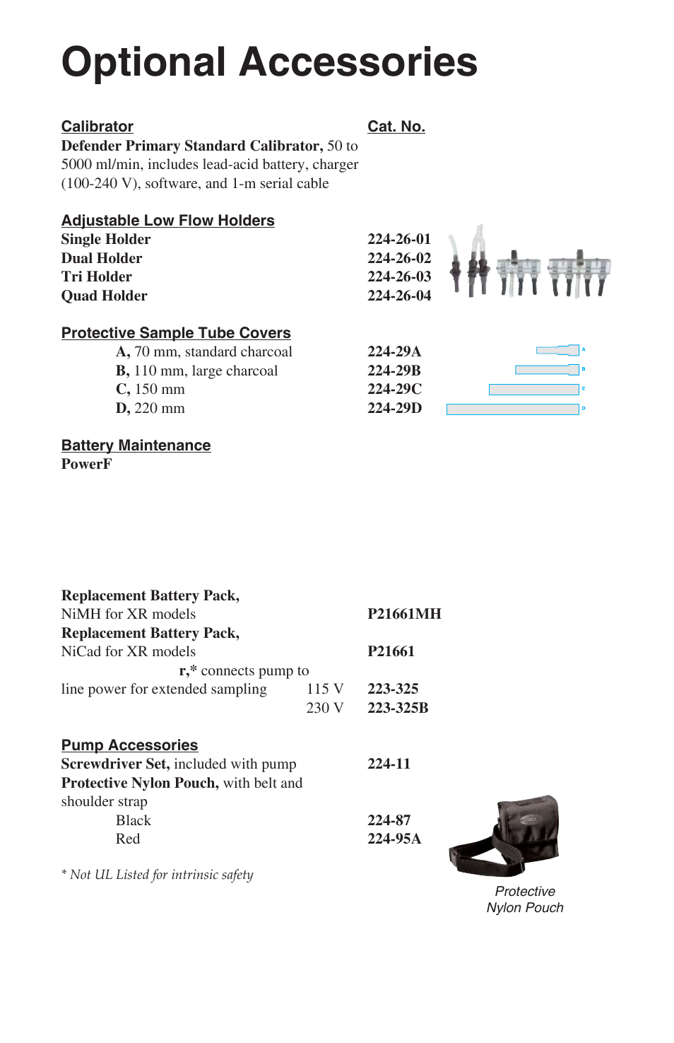 Optional accessories | SKC 224-44XR Universal Pump User Manual | Page 24 / 25