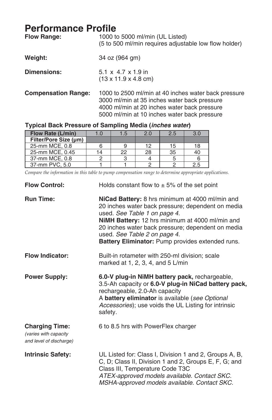 Performance profi le | SKC 224-44XR Universal Pump User Manual | Page 4 / 25
