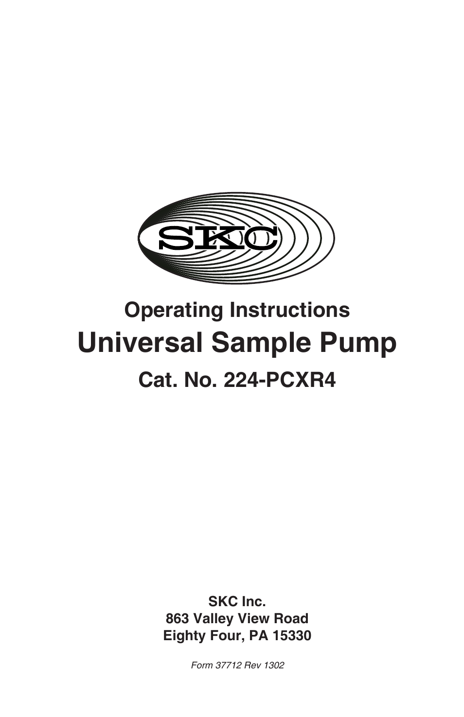 SKC 224-PCXR4 Universal Pump User Manual | 27 pages