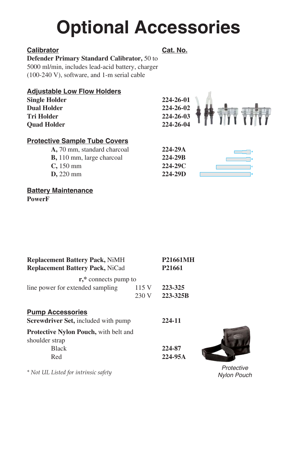 Optional accessories | SKC 224-PCXR4 Universal Pump User Manual | Page 26 / 27