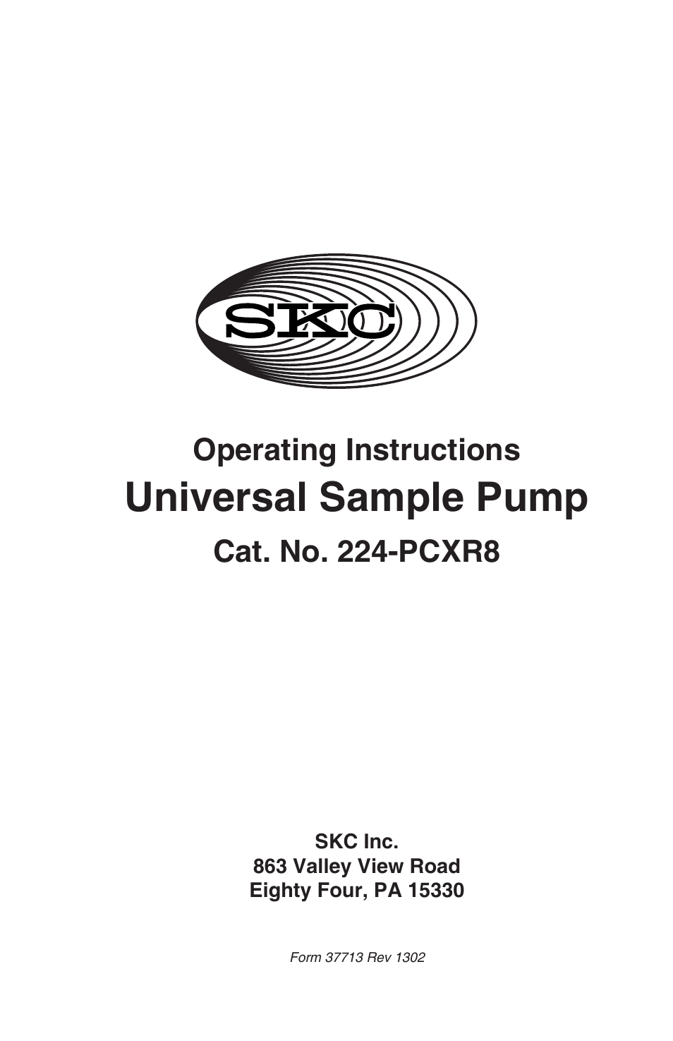 SKC 224-PCXR8 Universal Pump User Manual | 30 pages