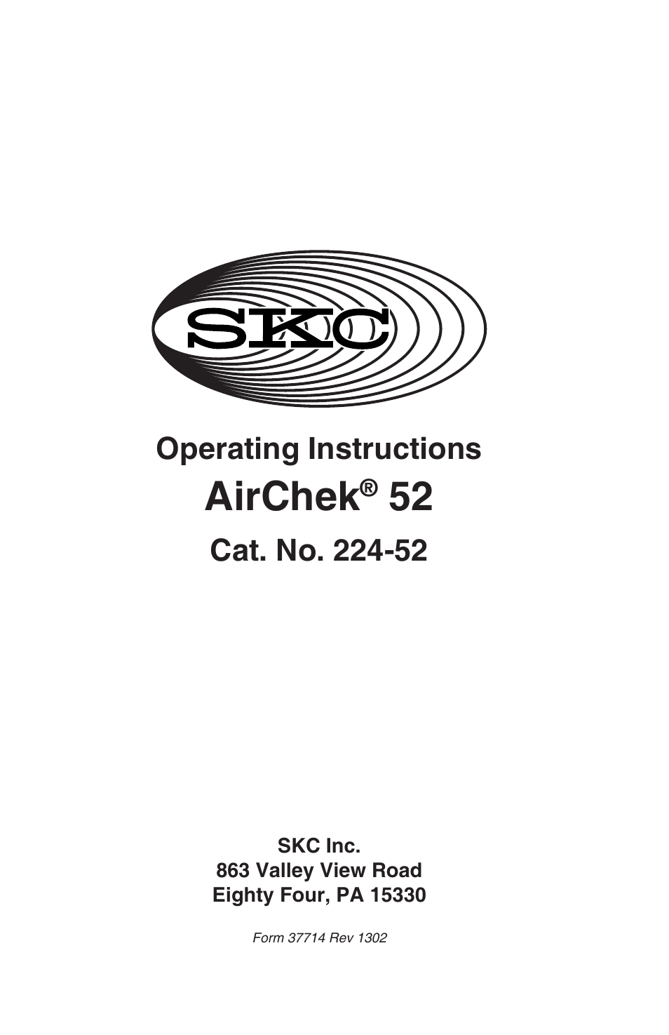 SKC 224-52 AirChek 52 User Manual | 25 pages