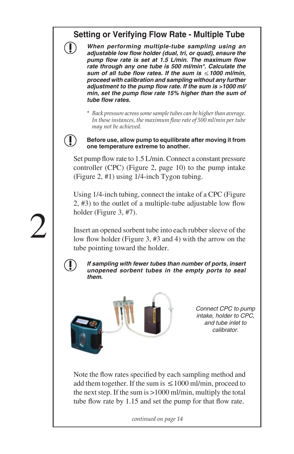 Setting or verifying flow rate - multiple tube | SKC 224-52 AirChek 52 User Manual | Page 15 / 25