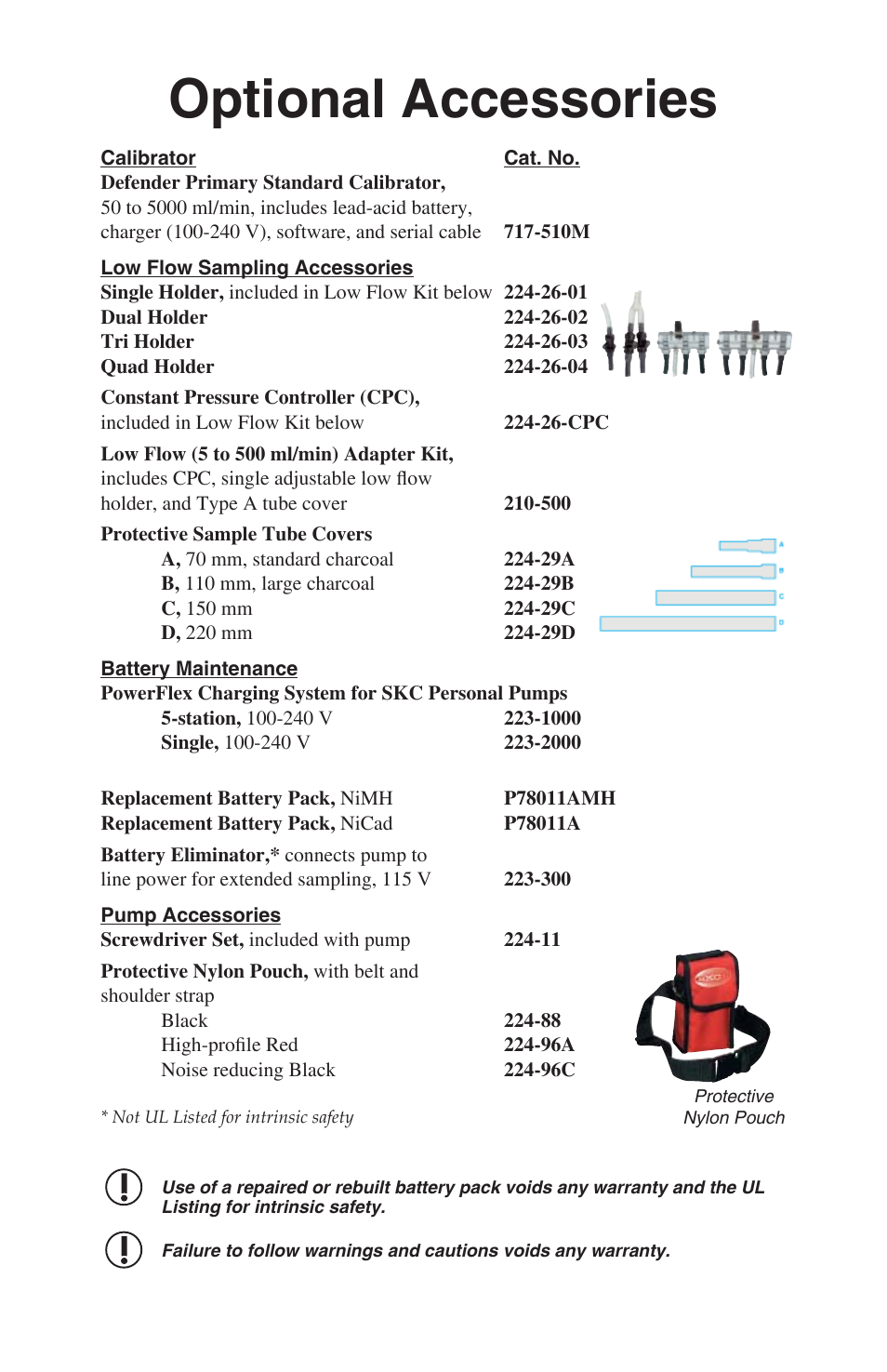 Optional accessories | SKC 224-52 AirChek 52 User Manual | Page 24 / 25