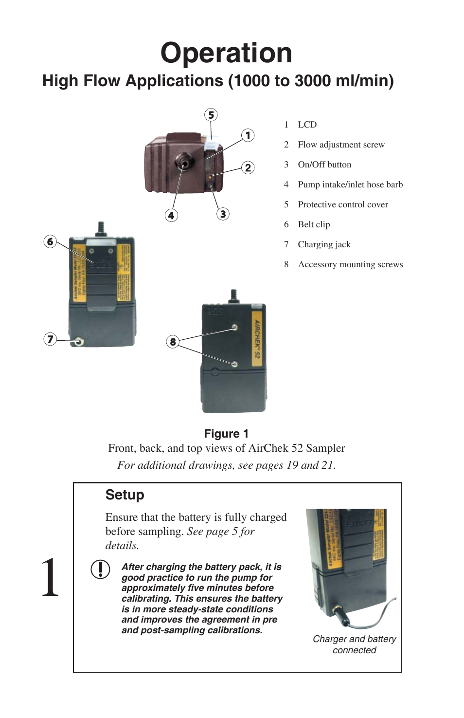 Operation, Setup | SKC 224-52 AirChek 52 User Manual | Page 8 / 25