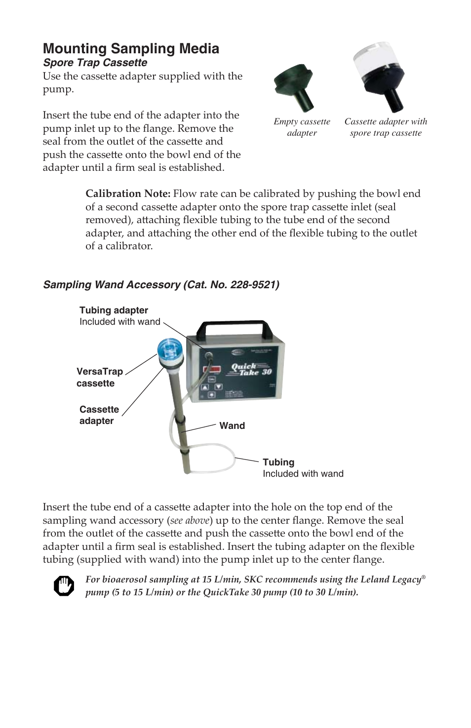 Mounting sampling media | SKC 228-9530 QuickTake 30 User Manual | Page 12 / 24