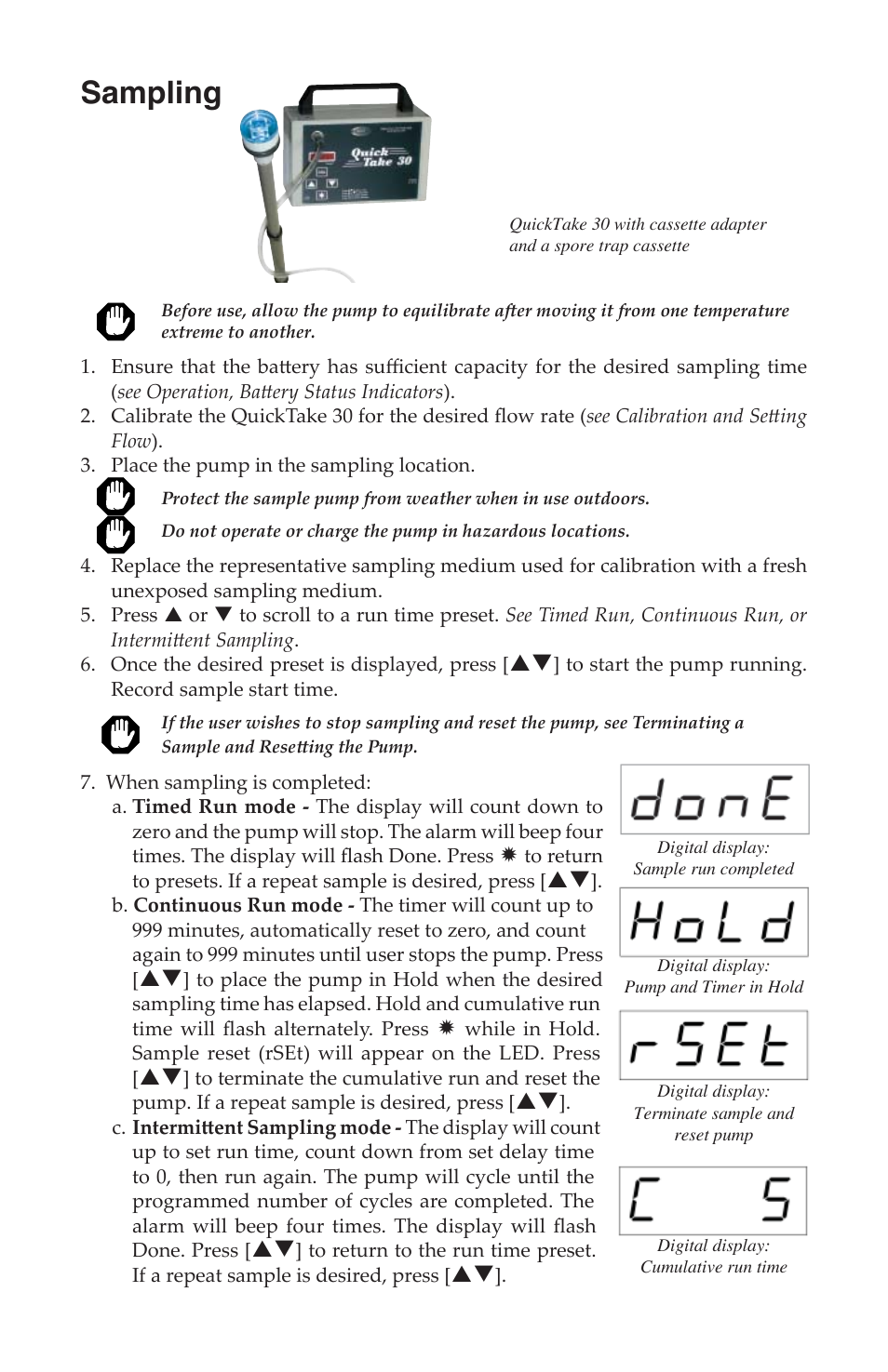 Sampling | SKC 228-9530 QuickTake 30 User Manual | Page 17 / 24