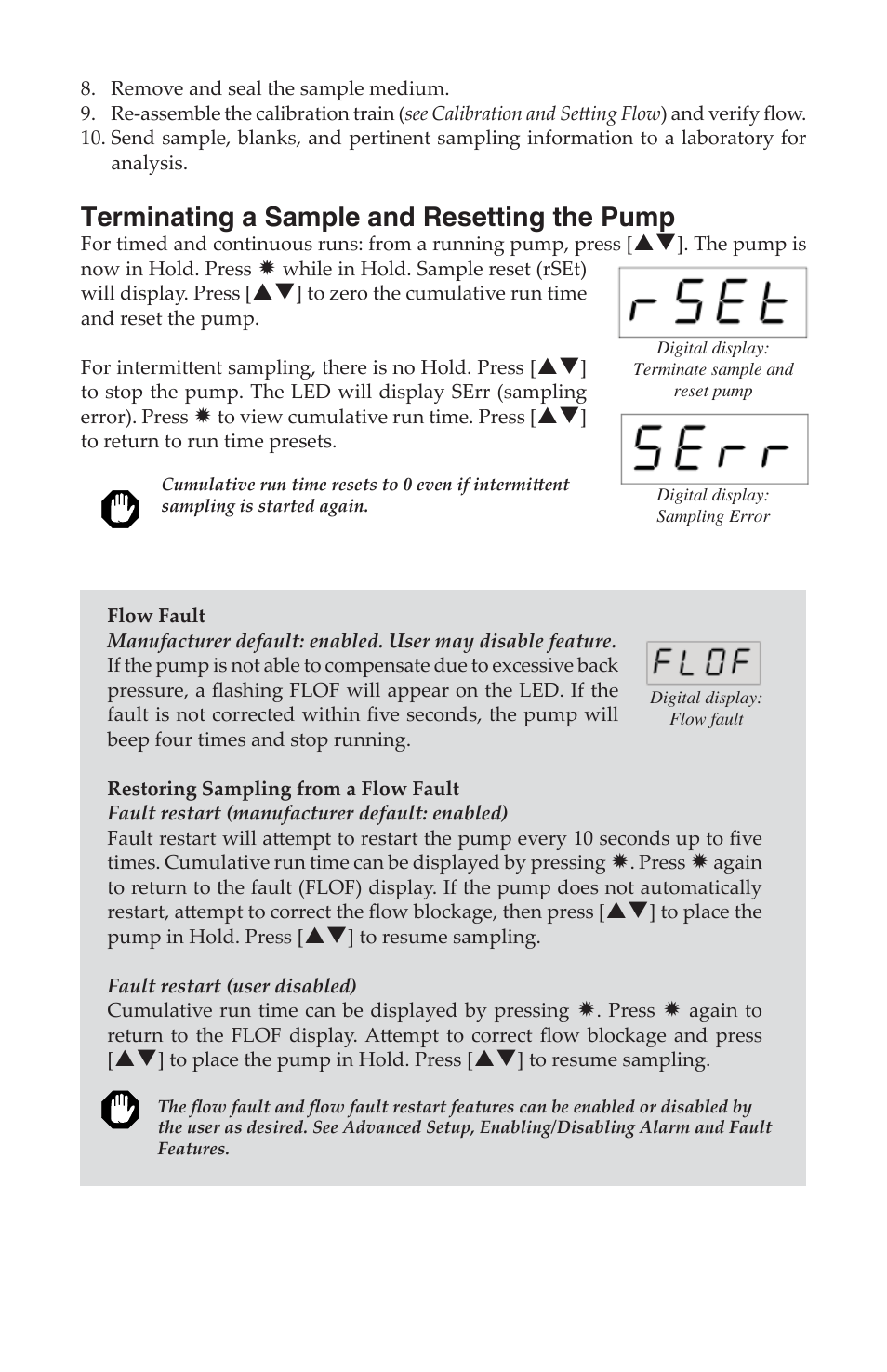 Terminating a sample and resetting the pump | SKC 228-9530 QuickTake 30 User Manual | Page 18 / 24