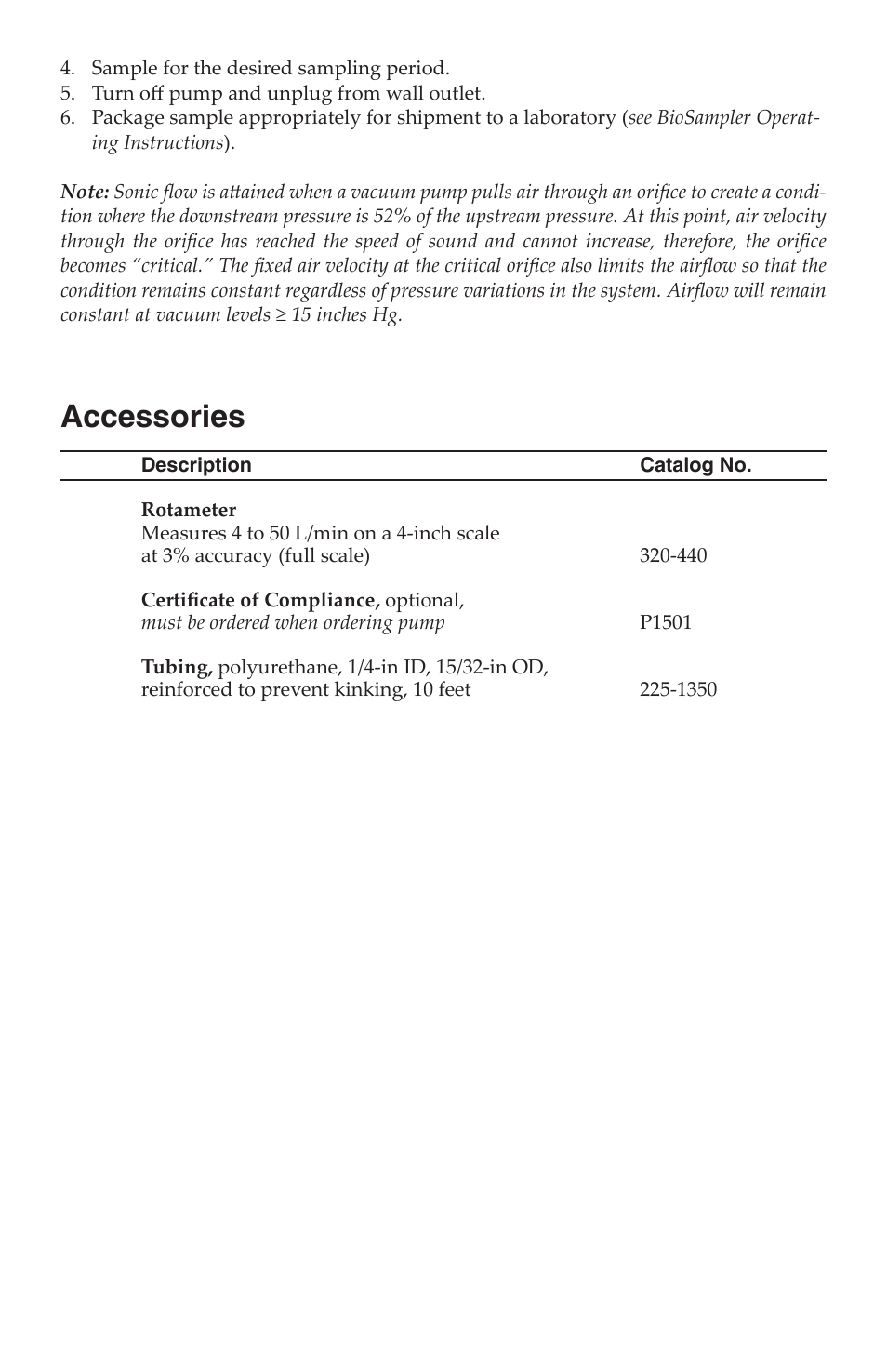 Accessories | SKC 228-9605 VAC-U-GO Sampler User Manual | Page 3 / 4