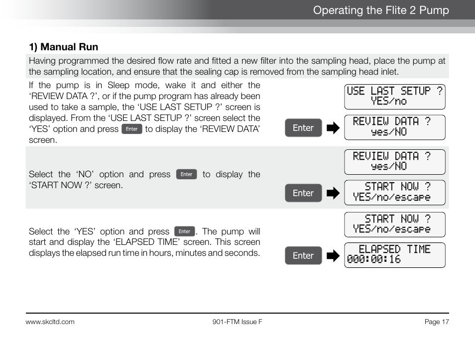 Operating the flite 2 pump | SKC 901-Series Flite 2 User Manual | Page 19 / 32