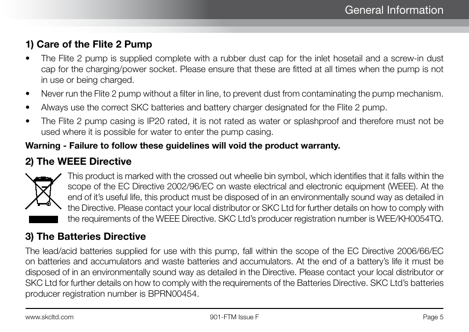 General information | SKC 901-Series Flite 2 User Manual | Page 7 / 32