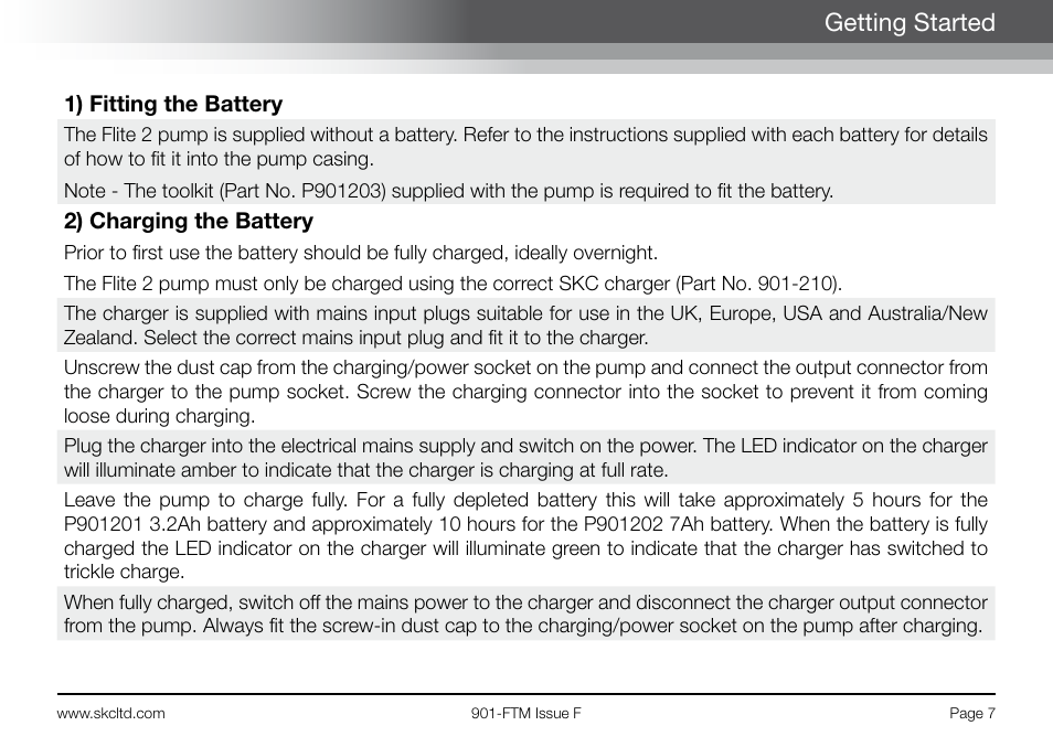 Getting started | SKC 901-Series Flite 2 User Manual | Page 9 / 32