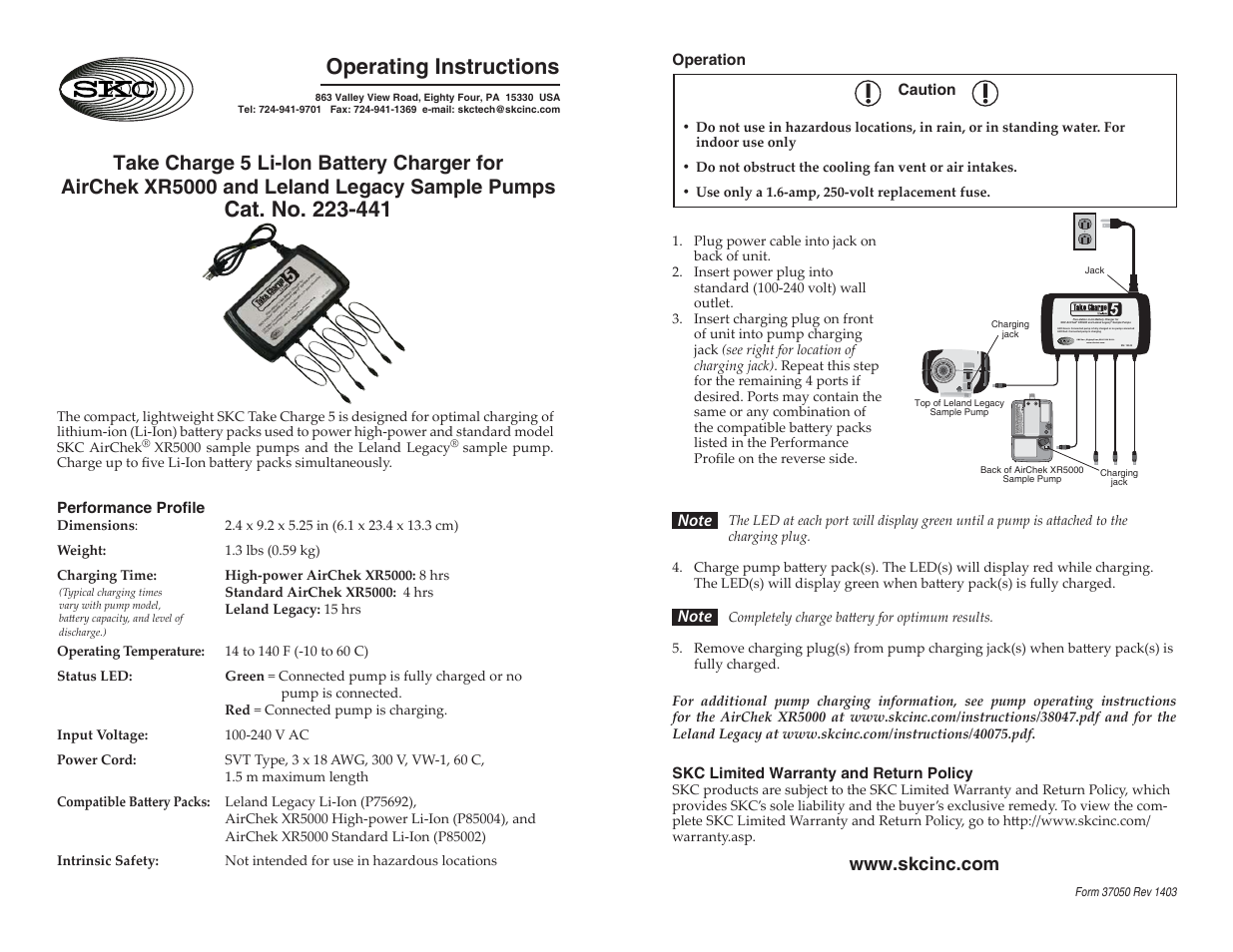 SKC 223-441 Take Charge 5 Li-Ion Battery Charger User Manual | 1 page