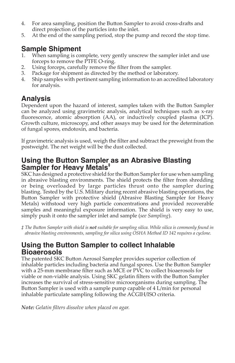 Sample shipment, Analysis | SKC 225-367 Abrasive Blasting Sampler User Manual | Page 3 / 4