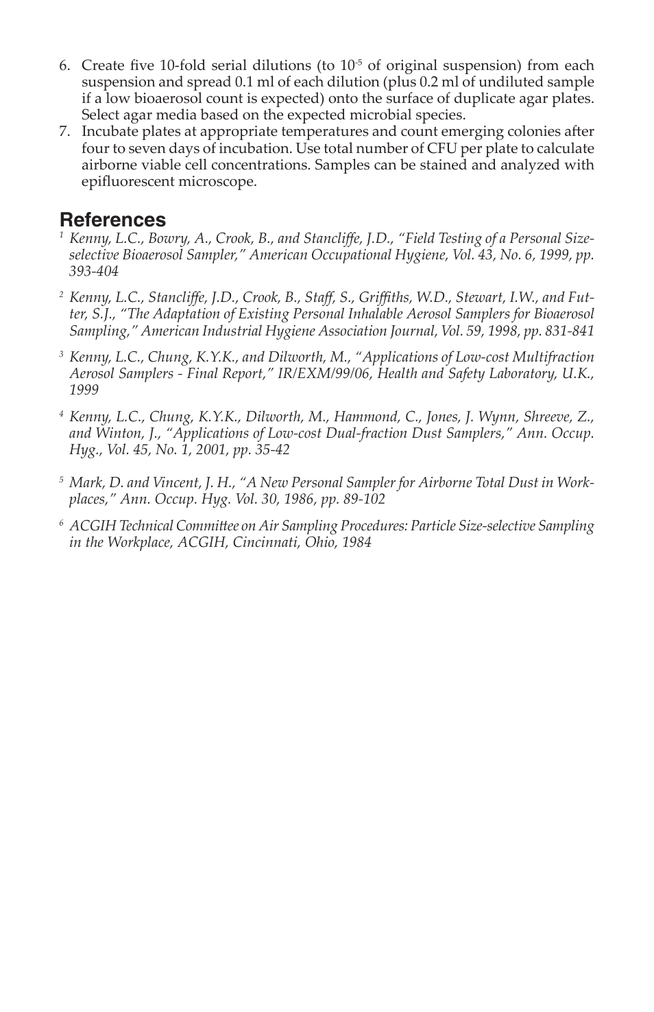 References | SKC 225-70A IOM Inhalable Dust Sampler with MultiDust Foam Discs User Manual | Page 11 / 12