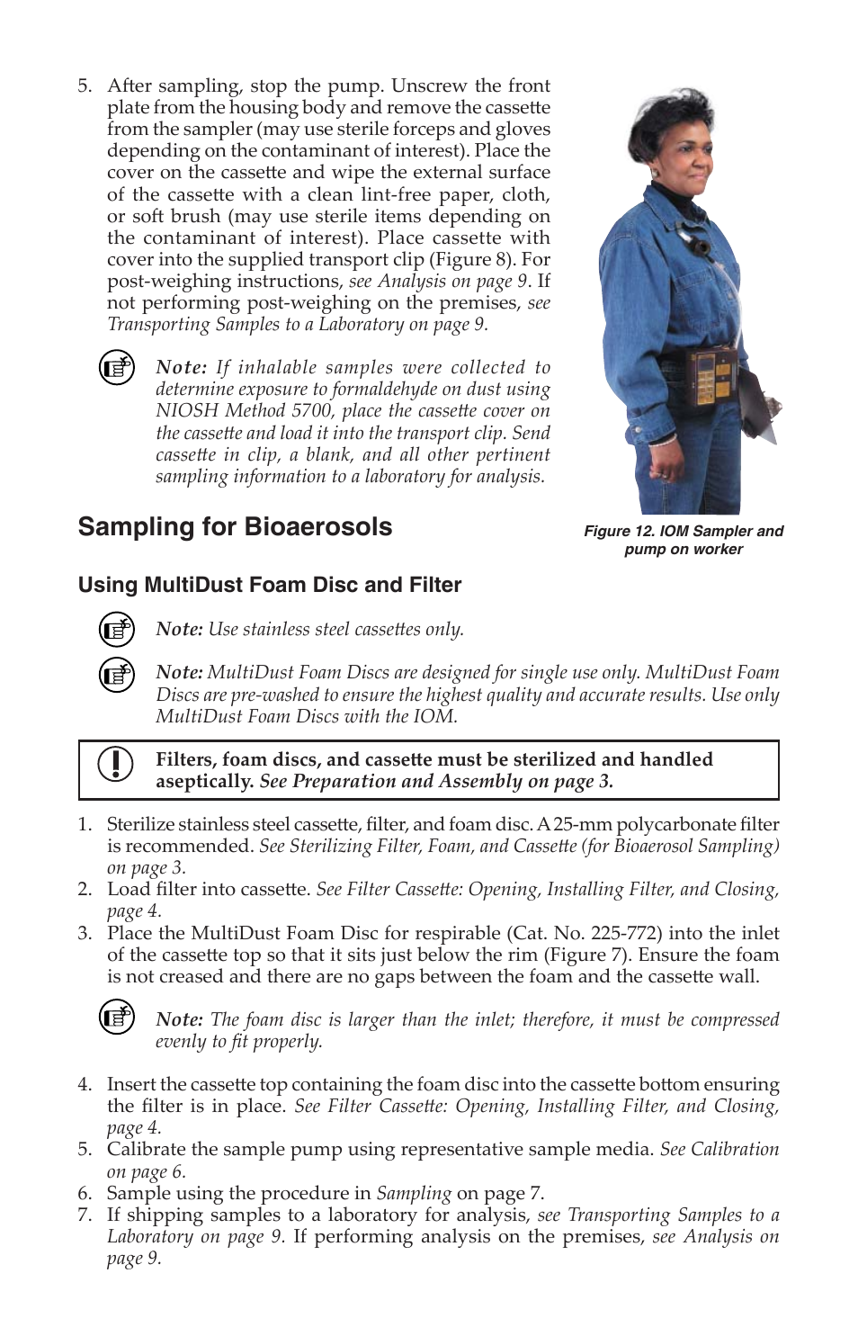 Sampling for bioaerosols | SKC 225-70A IOM Inhalable Dust Sampler with MultiDust Foam Discs User Manual | Page 8 / 12