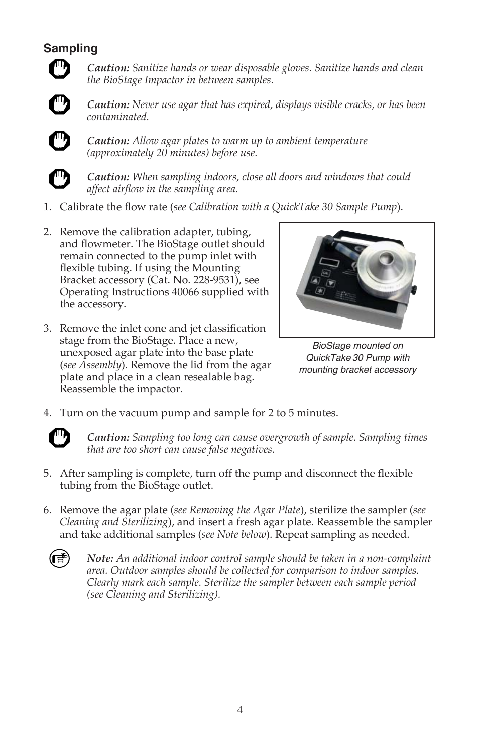 Sampling | SKC 225-9611 BioStage Single-stage Bioaerosol Impactor User Manual | Page 4 / 8