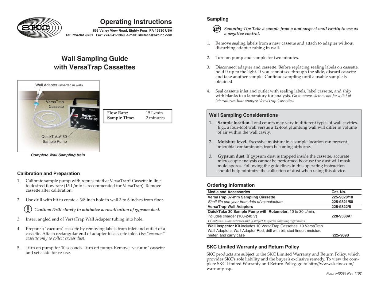 SKC 225-9690 Wall Inspector Kit User Manual | 1 page