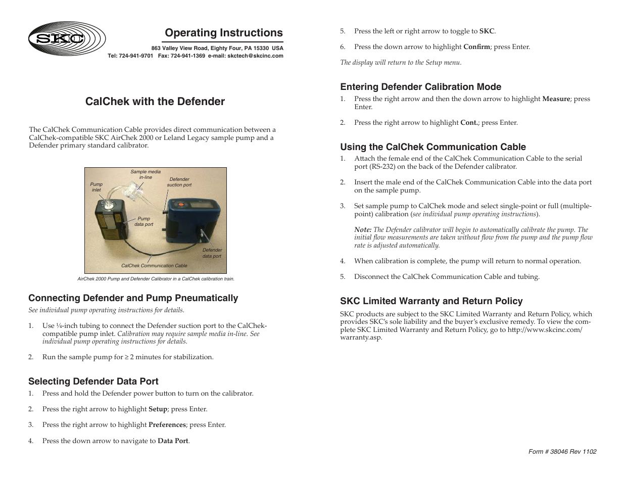 SKC 717 CalChek with the Defender User Manual | 1 page