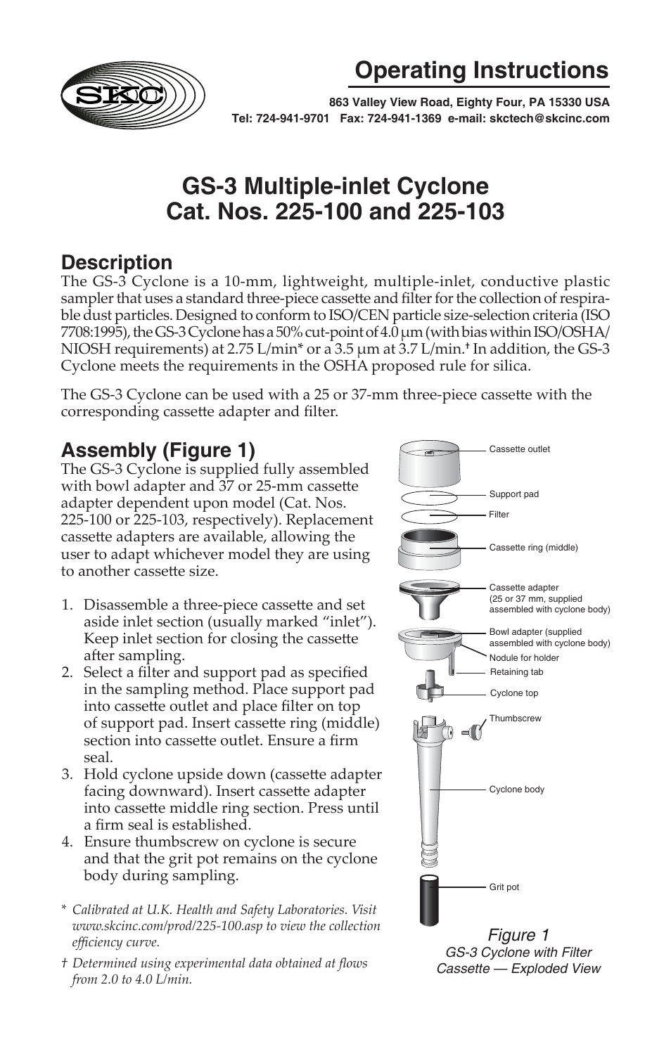 SKC 225-100 GS-3 Cyclone User Manual | 4 pages