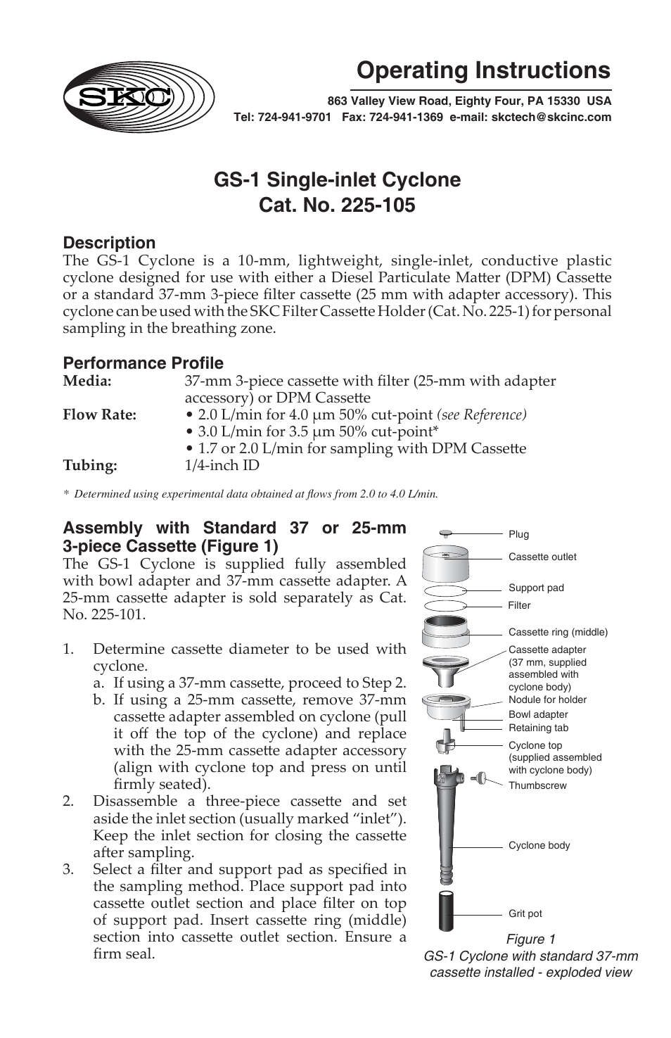 SKC 225-105 GS-1 Cyclone User Manual | 4 pages