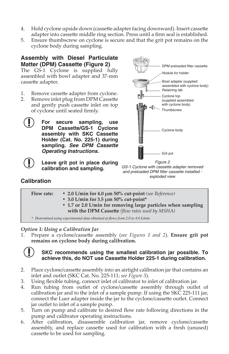 Calibration | SKC 225-105 GS-1 Cyclone User Manual | Page 2 / 4