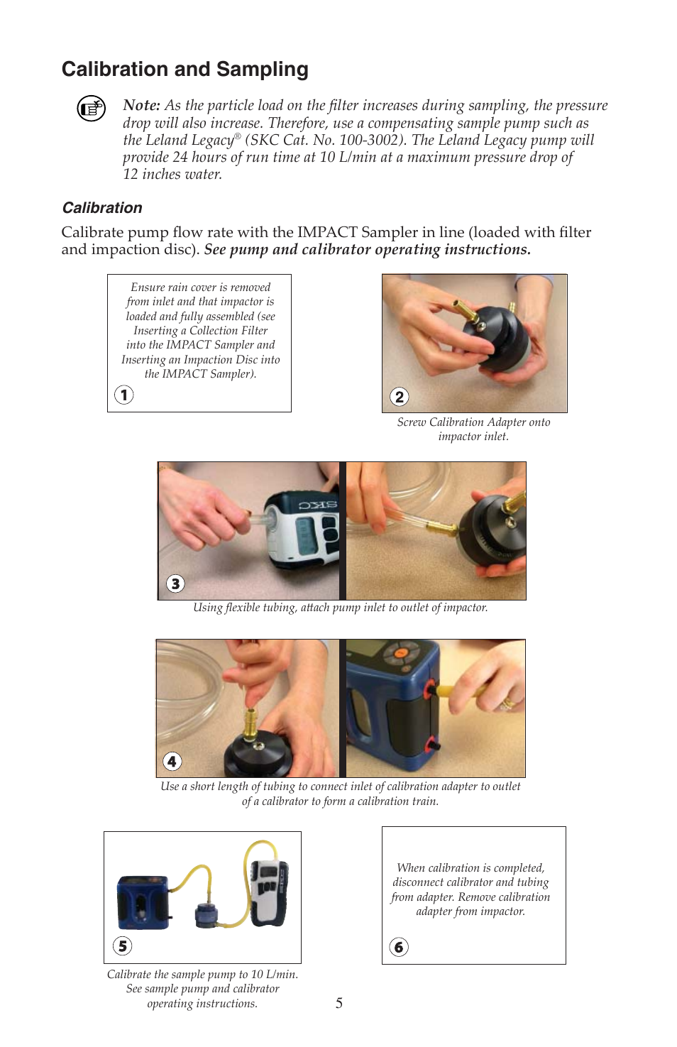 Calibration and sampling | SKC 225-390 IMPACT Sampler User Manual | Page 5 / 8