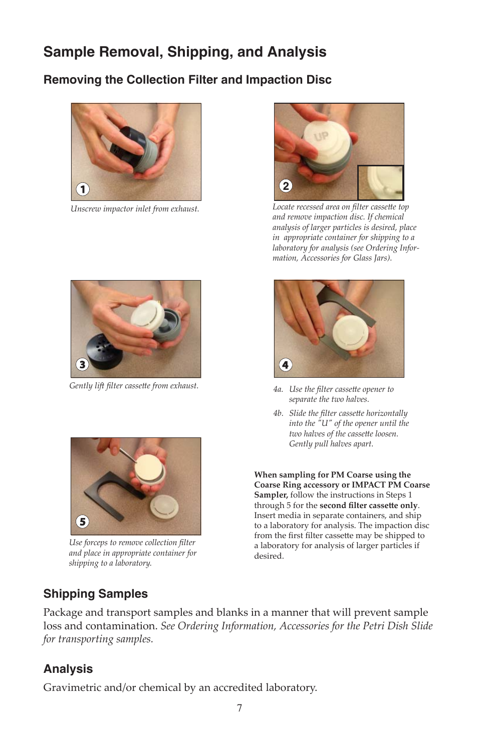Sample removal, shipping, and analysis, Analysis | SKC 225-390 IMPACT Sampler User Manual | Page 7 / 8